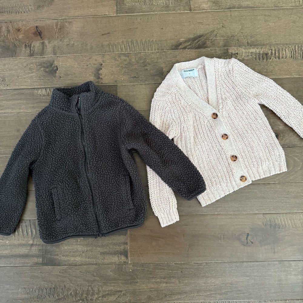 Old Navy Fleece Jacket and Cardigan Sweater Bundle Lot 4T Toddler Girls Kids